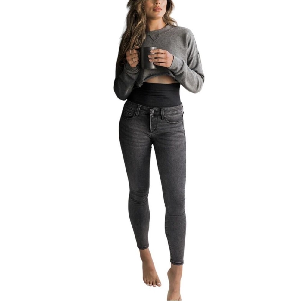 Blanqi Denim Postpartum Support Skinny Jeans Size 6 Pull-On Charcoal Gray - Picture 2 of 6